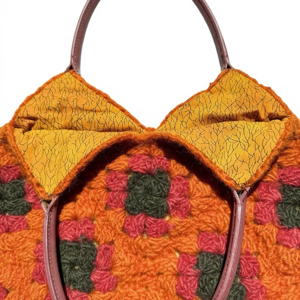 Hand Crocheted Square Handbag Granny core Cottagecore Coquette Boho Festival Y2K